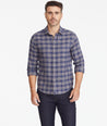 Model wearing a Blue Flannel Relusso Shirt