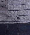 Model wearing a Navy Multistripe Short-Sleeve Henley