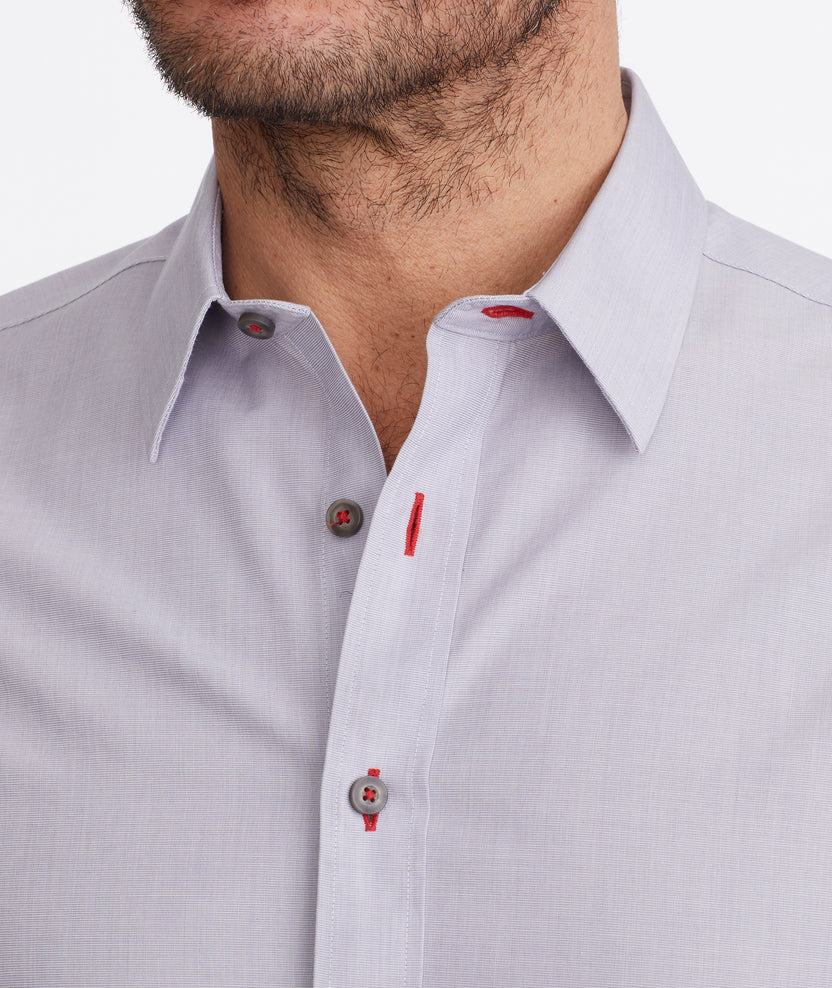 Wrinkle-Free Rubican Shirt Gray with Red Stitching | UNTUCKit