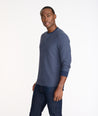 Model wearing a Navy Textured Long-Sleeve Henley