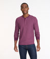 Model wearing a Purple Textured Long-Sleeve Henley