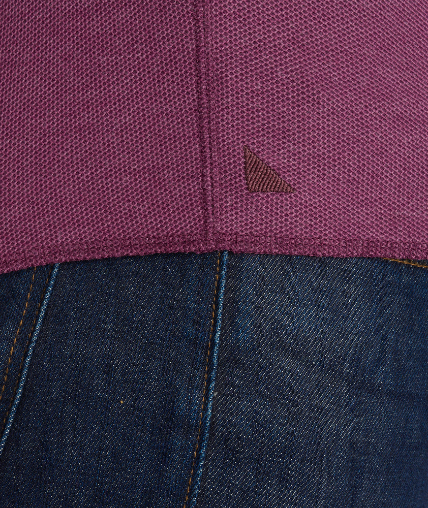 Model wearing a Purple Textured Long-Sleeve Henley