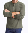 Model wearing a Dark Green Textured Long-Sleeve Henley