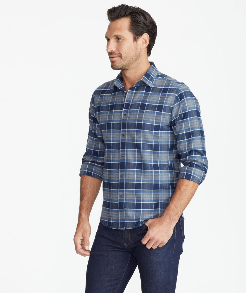 Wrinkle-Free Flannel Sonoraan Shirt Gray & Light Blue Plaid | UNTUCKit