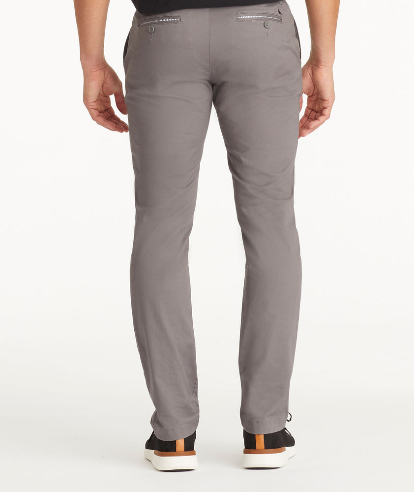 Model wearing UNTUCKit Grey Chino Pants