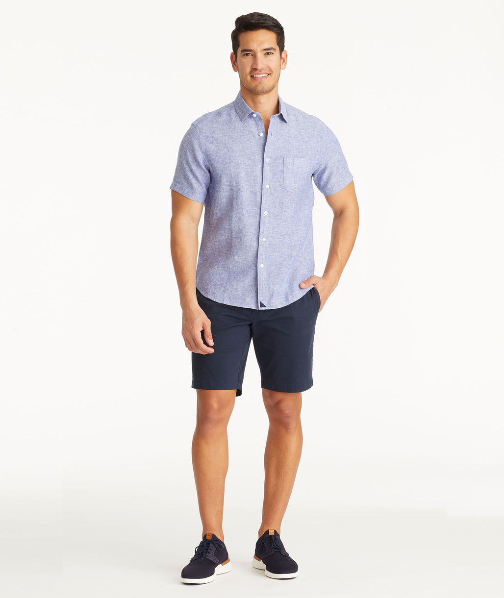 Model wearing UNTUCKit Navy 9