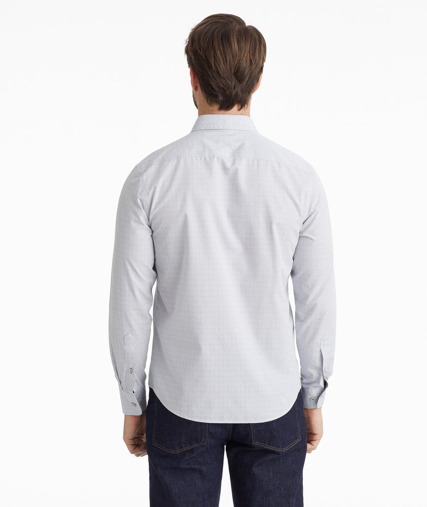 Model wearing a Grey Wrinkle-Free Tresor Shirt