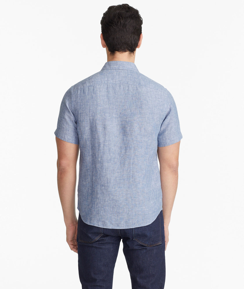 Wrinkle-Resistant Short-Sleeve Linen Valente Shirt Blue | UNTUCKit