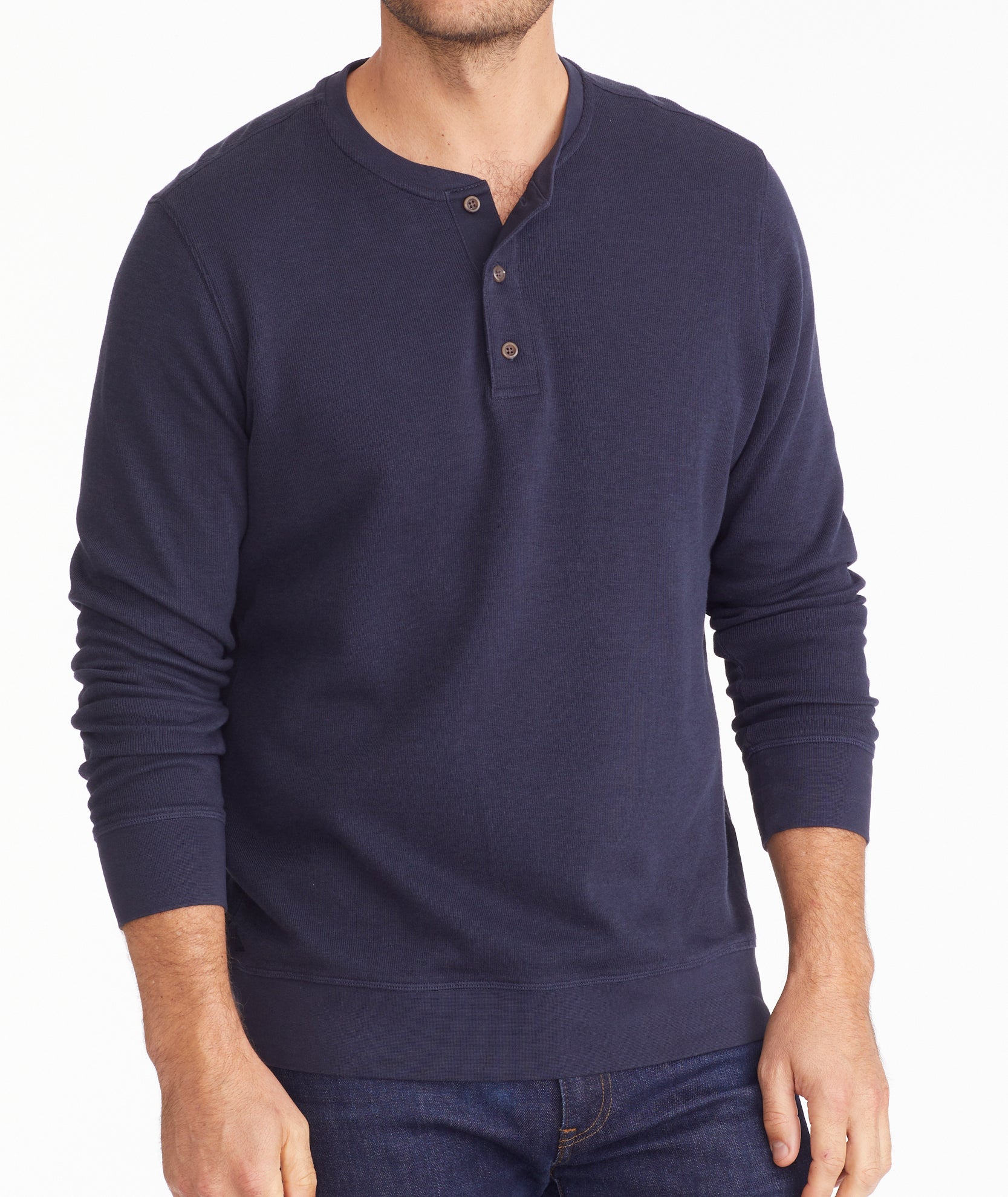 Henley Sweatshirt- FINAL SALE Navy UNTUCKit - Main Image