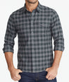 Model wearing a Grey Heavyweight Wrinkle-Free Flannel Vigouroux Shirt