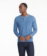 Model wearing a Dark Blue Long-Sleeve Pima Cotton Henley